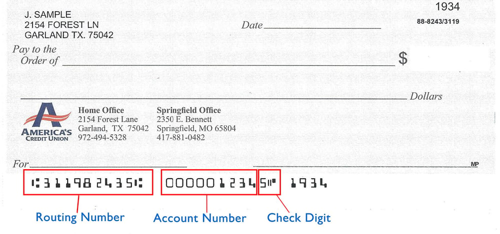 bank of america check routing number diagram